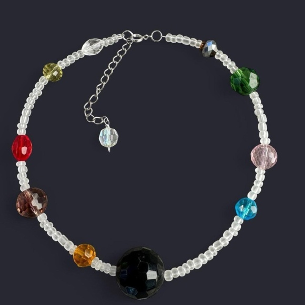 Disco Glass Bead Choker Necklace
